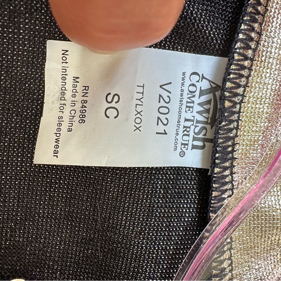 Awish Come True Puff Sleeve Sequins Dance Costume Dress, Size SC-6, Gold Multi - Picture 7 of 9